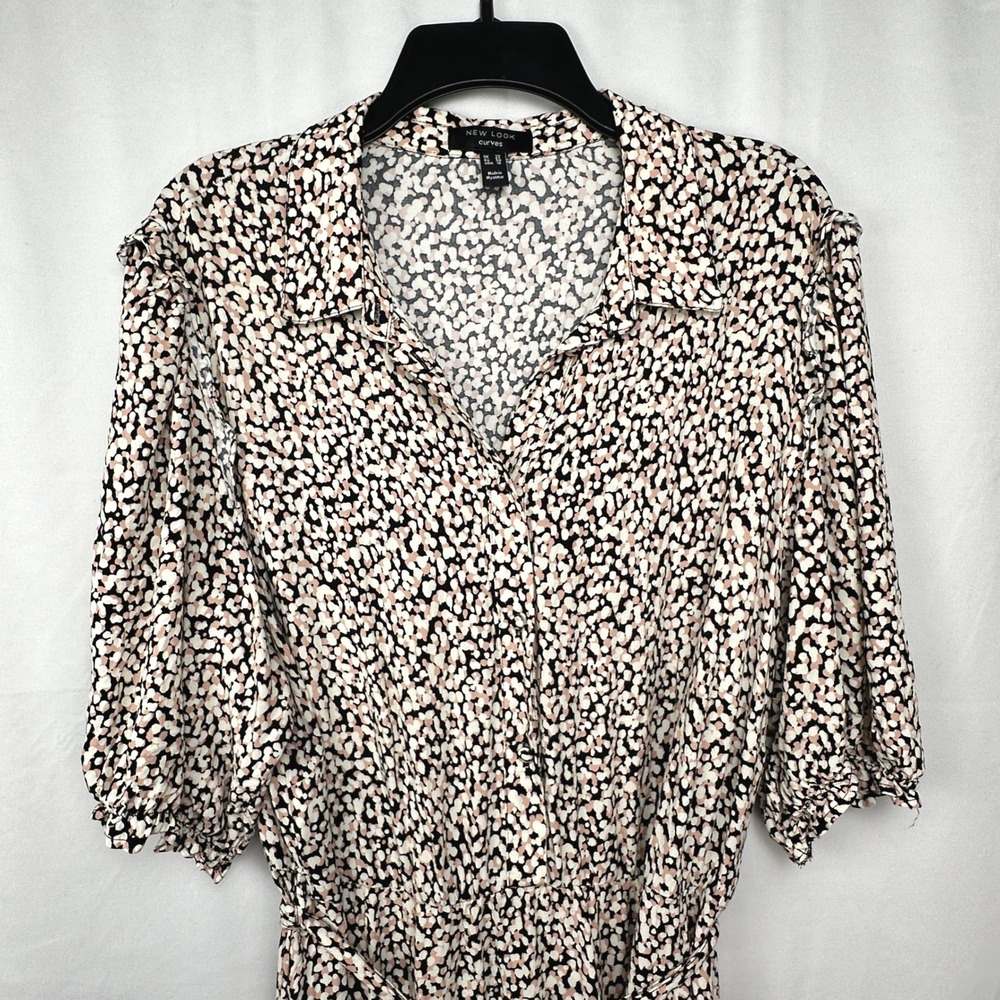 Abstract Animal Print Midi Shirt Dress Boho Casual Summer New Look Curves